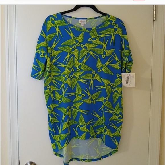 LuLaRoe Tops - Lularoe Irma bird print shirt-green & blue